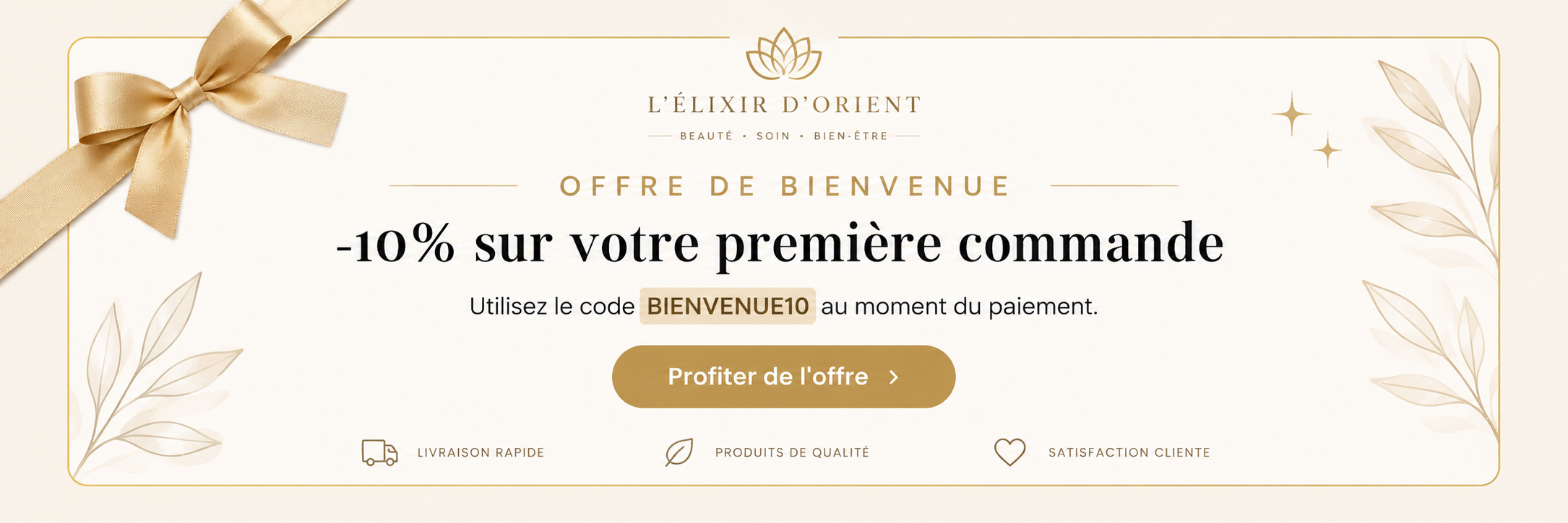 Offre de bienvenue : -10% sur votre première commande avec le code BIENVENUE10